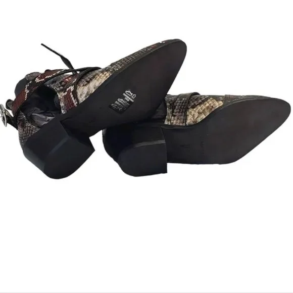 ALL SAINTS "Darcy" Red Leather Snake Print Pointed Toe Buckle Bootie 36 - Picture 5 of 10